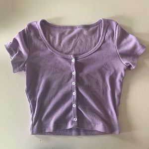 🤎 4/$18 Lavender Buttoned Down Crop Top